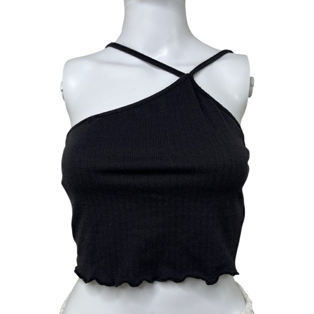High Neck Sleeveless Tank Top Black size Small